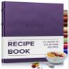 Gallery Leather Recipe book to write in your own recipes - 3 Ring Recipe Binder With Plastic Sleeves, Blank, 25 Pocket Pages and Ivory Cards, Fillable - Freeport Metallic Purple - 9.25 x 8 " view 1
