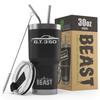 1965 1966 Shelby GT350 Mustang Beast 30 oz Stainless Steel Insulated Tumbler w/Lid, 2 Straws, Brush and Gift Box black view 1