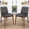 Unknown1 Mid-Century Modern Design Tufted Dining Chairs (Set of 2) Brown Farmhouse Mid-Century Vintage Wood Walnut Finish view 1
