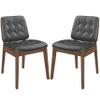 Unknown1 Mid-Century Modern Design Tufted Dining Chairs (Set of 2) Brown Farmhouse Mid-Century Vintage Wood Walnut Finish view 4