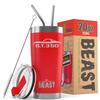 1965 1966 Shelby GT350 Mustang Beast 20 oz Stainless Steel Insulated Tumbler w/Lid, 2 Straws, Brush and Gift Box red view 1