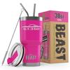 1965 1966 Shelby GT350 Mustang Beast 30 oz Stainless Steel Insulated Tumbler w/Lid, 2 Straws, Brush and Gift Box hotpink view 1
