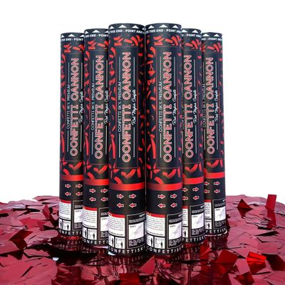 Confetti Sky [6 Pack] 12 Inch Confetti Cannons | Red Confetti Poppers for Wedding Celebration, Birthday Party, Pranks, Graduation, Christmas Eve and New Year Celebration