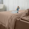 100% Soft Satin 5 Piece Queen/Full Size Brown Duvet Cover Set,High Thread Count with Zipper Closure Comfy & Ultra Soft Silk Like Satin Duvet Covers Set(1 Duvet Cover with 4 Pillow) view 4