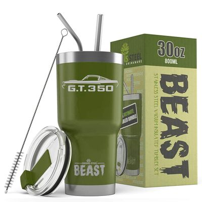 1965 1966 Shelby GT350 Mustang Beast 30 oz Stainless Steel Insulated Tumbler w/Lid, 2 Straws, Brush and Gift Box army