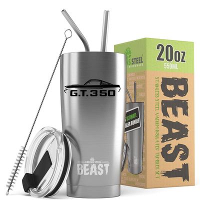 1965 1966 Shelby GT350 Mustang Beast 20 oz Stainless Steel Insulated Tumbler w/Lid, 2 Straws, Brush and Gift Box stainless