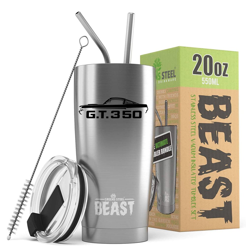 1965 1966 Shelby GT350 Mustang Beast 20 oz Stainless Steel Insulated Tumbler w/Lid, 2 Straws, Brush and Gift Box stainless