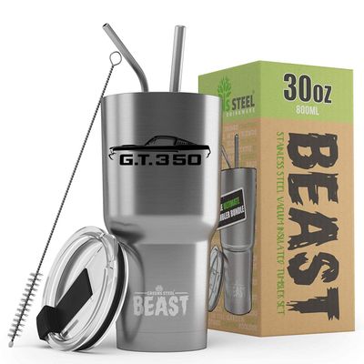 1965 1966 Shelby GT350 Mustang Beast 30 oz Stainless Steel Insulated Tumbler w/Lid, 2 Straws, Brush and Gift Box stainless