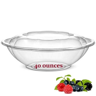 AME D'ESSENCE (40 oz-50 PC) Plastic 9" Salad Bowl To Go With Airtight Lids Disposable Round Containers Fruit Serving Bowls To-Go Meal Prep Food Boxes