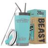 1965 1966 Shelby GT350 Mustang Beast 20 oz Stainless Steel Insulated Tumbler w/Lid, 2 Straws, Brush and Gift Box aqua view 1