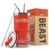 1965 1966 Shelby GT350 Mustang Beast 30 oz Stainless Steel Insulated Tumbler w/Lid, 2 Straws, Brush and Gift Box red view 1