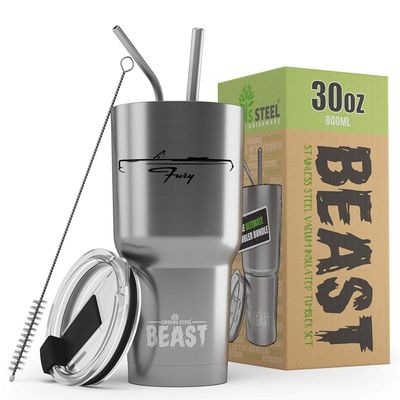 1967 1968 Plymouth Fury Convertible Beast 30 oz Stainless Steel Insulated Tumbler w/Lid, 2 Straws, Brush and Gift Box stainless