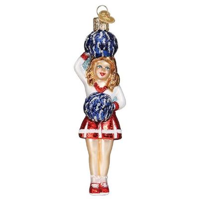 Old World Christmas Cheerleader Glass Blown Ornament for Christmas Tree, Handcrafted Holiday Decoration, Sport Collection