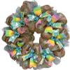 Easter Burlap Pastel Bunny Handmade Wreath. Available in 24 inch and 28 inch diameters. view 1