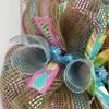 Easter Burlap Pastel Bunny Handmade Wreath. Available in 24 inch and 28 inch diameters. view 3