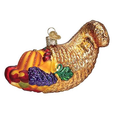 Old World Christmas Cornucopia Glass Blown Ornament for Christmas Tree, Handcrafted Holiday Decoration, Thanksgiving Collection