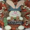 Easter Wreath, Luxury Handmade - Burlap Welcome Bunny Front Door Decor, 24 or 28 Inch view 2