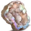KALIFANO Angel Aura Quartz Geode - Titanium Bonded High Energy Crystal Cuarzo Cluster/Druzy with Information Card - Natural Reiki Rock Used for Clarity and Purpose (Family Owned and Operated) view 1