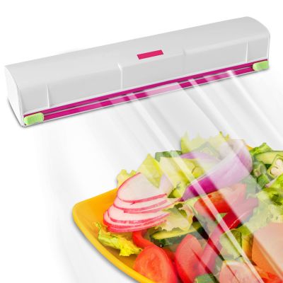 Wrap Dispenser with Cutter, Plastic Food Wrap Cutter for Kitchen