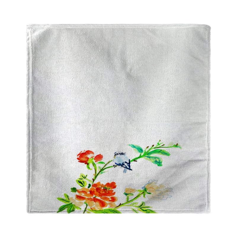 Betsy Drake KT1103 Blue Bird & Flowers Kitchen Towel