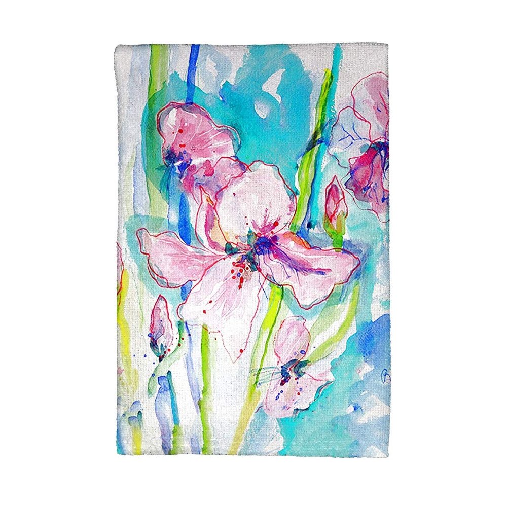 Betsy Drake KT1017 Pink Iris Kitchen Towel