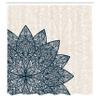 Ambesonne Ethnic Shower Curtain, Floral Mandala Middle Eastern Oriental Swirled Lines Art Print, Cloth Fabric Bathroom Decor Set with Hooks, 69" W x 75" L, Dark Sky view 2