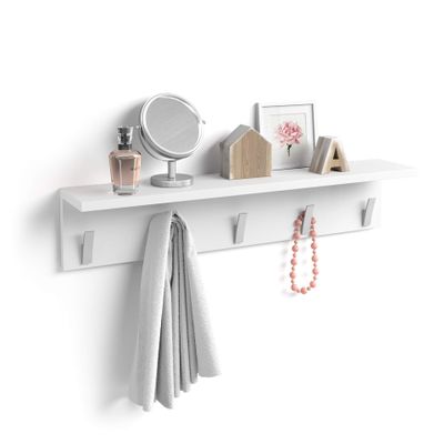 Mobili Fiver, Wall coat hanger, Rachele, 31.49 in, Matt White, Made In Italy