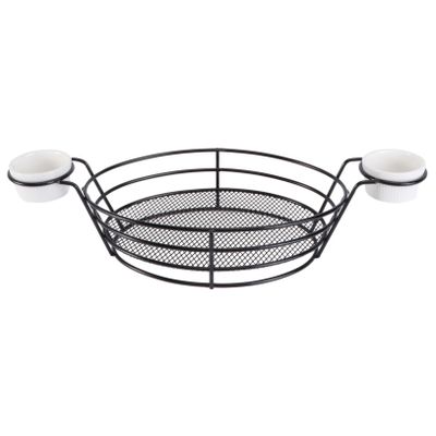 1pc Stainless Steel Chip Basket Stainless Steel Oval Food with Sauce Cup - Retro Style Serving Containers for Hot Dogs, Burgers, Fries Fruits Basket Fry