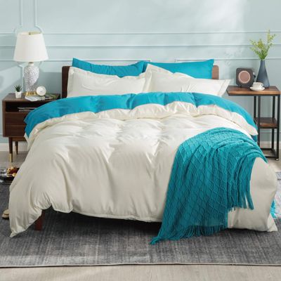 1 PC Duvet Cover & 4 Pillow Shams Cal-King/King Size-Duvet Cover 100% Pure Cotton 600 Thread Counts with Zipper Closure Ulta Soft ,Breathable Duvet Cover Sets (5 PC-Ivory)