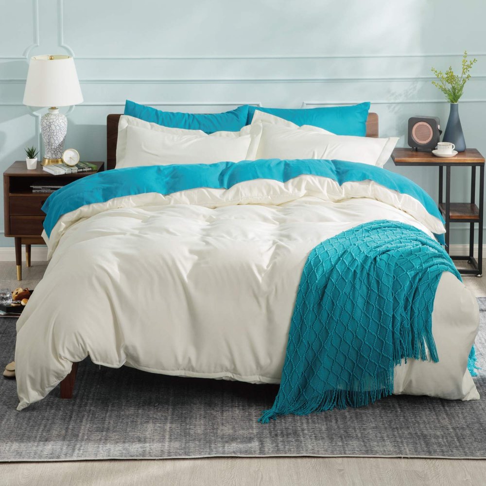1 PC Duvet Cover & 4 Pillow Shams Cal-King/King Size-Duvet Cover 100% Pure Cotton 600 Thread Counts with Zipper Closure Ulta Soft ,Breathable Duvet Cover Sets (5 PC-Ivory)