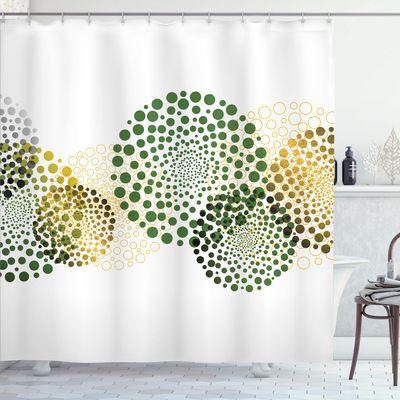 Ambesonne Abstract Shower Curtain, Modern and Cool Design Surreal Dots Like and Circled Design Art, Cloth Fabric Bathroom Decor Set with Hooks, 69" W x 75" L, Pale Coffee Yellow