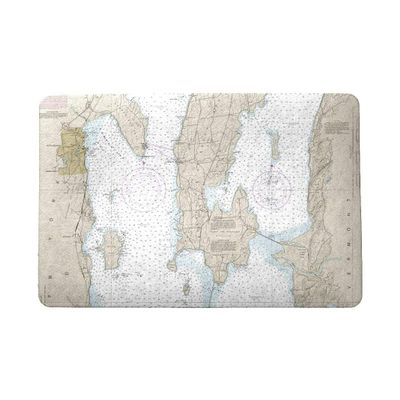 Betsy Drake Cumberland Head to Four Brothers Islands, VT Nautical Map Door Mat 18x26