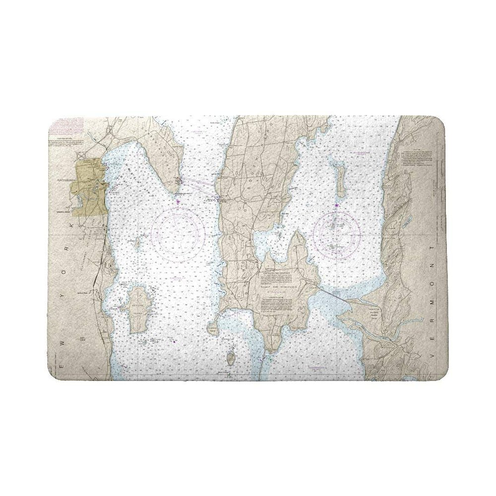 Betsy Drake Cumberland Head to Four Brothers Islands, VT Nautical Map Door Mat 18x26