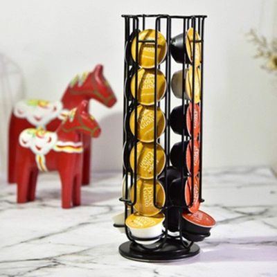 1Pcs 24Cups Rotatable Coffee Pod Holder For Capsule Display Capsule Rack Stainless Steel Tower Stand Storage Shelves
