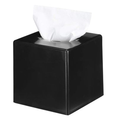 Agatige Black Tissue Box Cover Square, Tissues Cube Box Facial Tissues Box Napkins Holder Tissue Box Holder for Home Office Car, 5.4x5.1inch