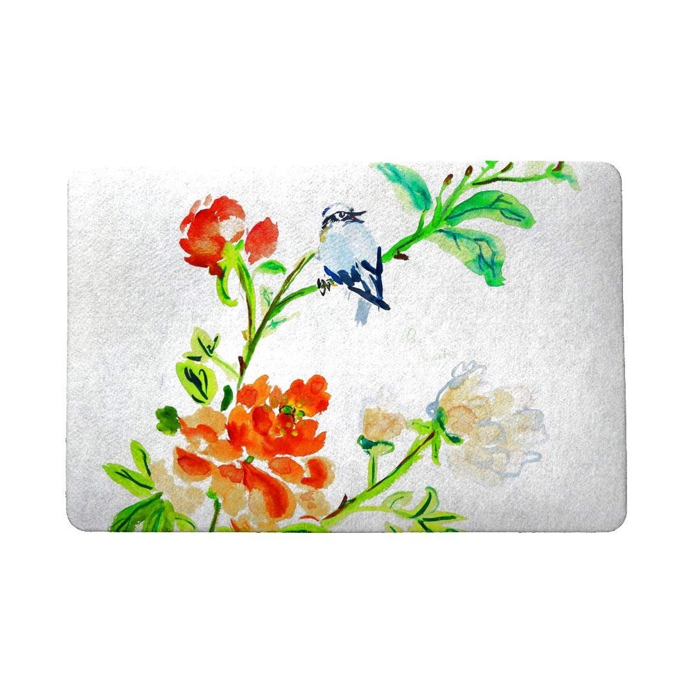 Betsy Drake Blue Bird & Flowers Door Mat 18x26
