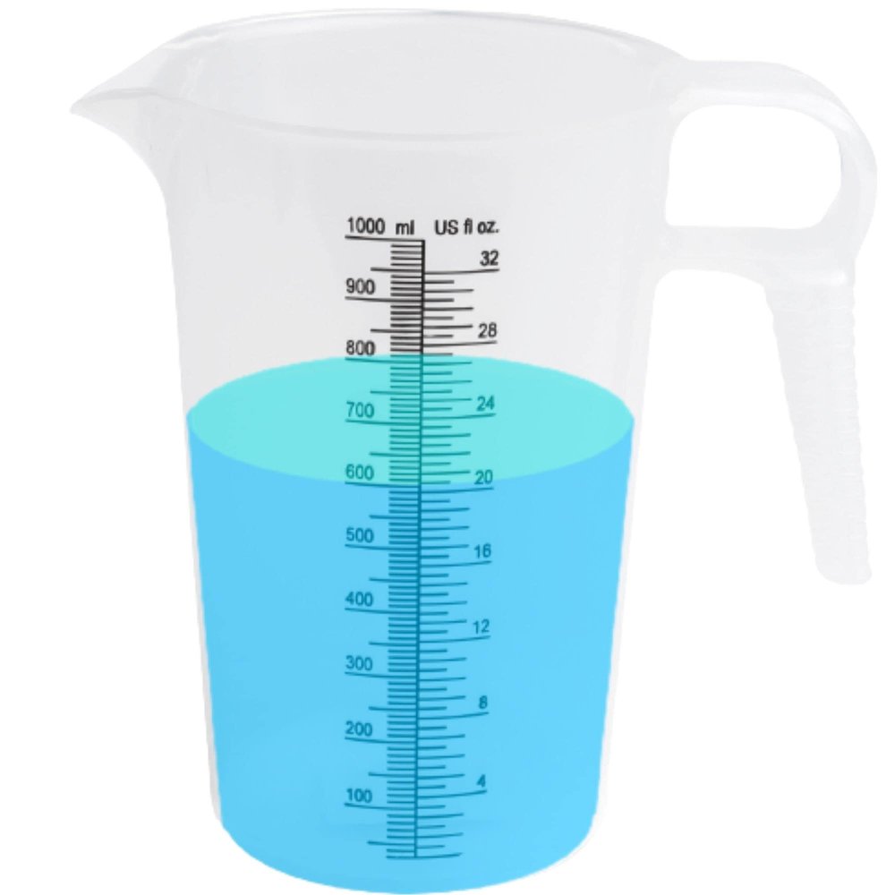 ACCUPOUR 32oz (1 quart) Measuring Pitcher, Plastic, Multipurpose - Great for Chemicals, Oil, Pool and Lawn - Ounce (oz) and Milliliter (mL) Increments (1000 mL)