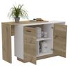 Creta Kitchen Island, Double Door Cabinets, 2 External Shelves, 3 Shelves, White/Light Oak view 1