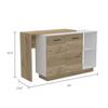 Creta Kitchen Island, Double Door Cabinets, 2 External Shelves, 3 Shelves, White/Light Oak view 3