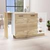 Creta Kitchen Island, Double Door Cabinets, 2 External Shelves, 3 Shelves, White/Light Oak view 4