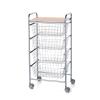 DON HIERRO  Modern Rolling Kitchen & Storage Cart with 4 Removable Baskets, Grey Metal Frame and Beech Top  Versatile Utility Organizer on Wheels, Made in Spain - Beech view 1