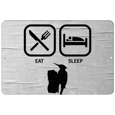 Makoroni - EAT Sleep WOODPECKERS - 8"x12" Aluminum Novelty Fun Street Sign, DesN41