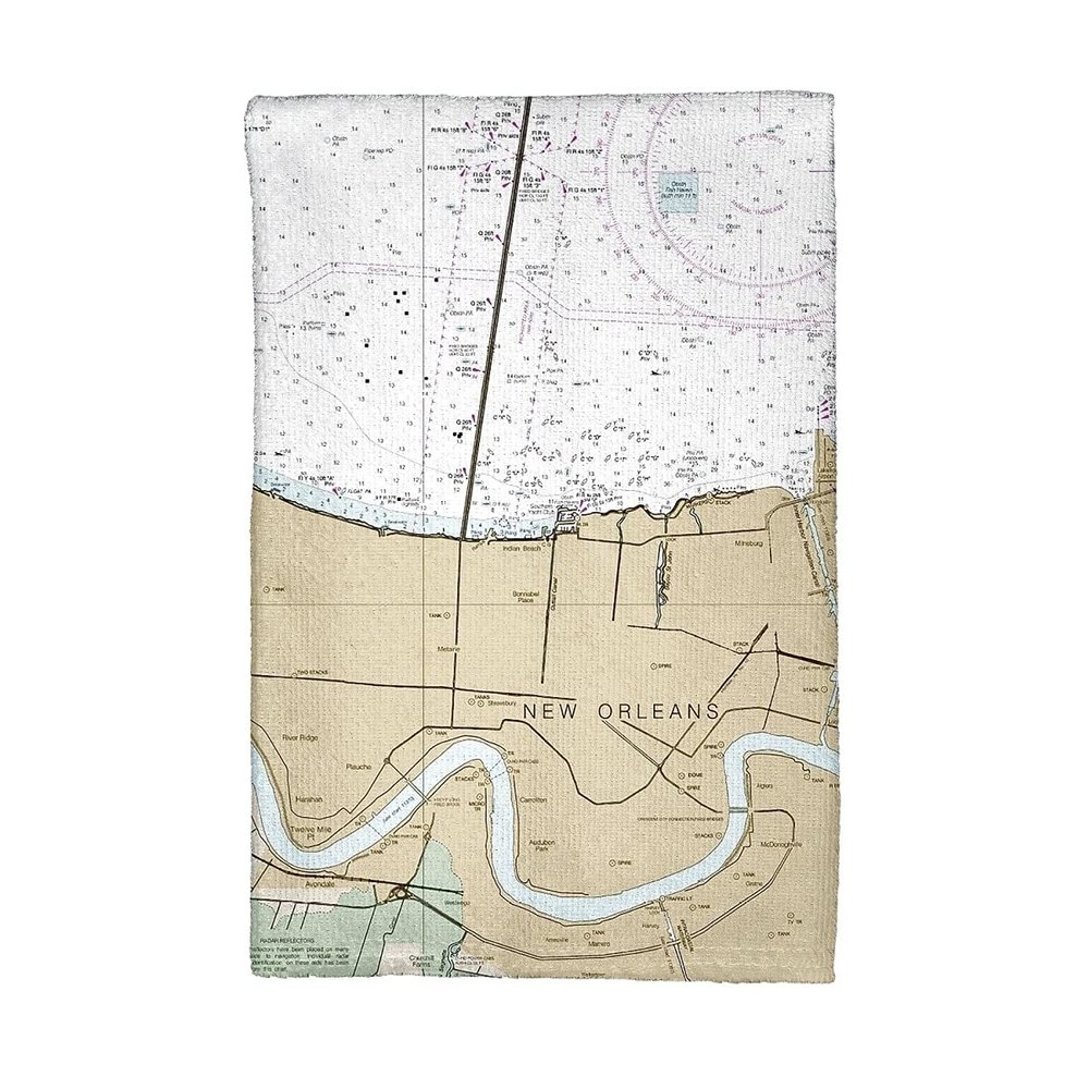 Betsy Drake KT11369 Lake Pontchartrain & Majrepas LA Nautical Map Kitchen Towel