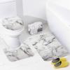 3Pcs/SetWhite Black and Grey Grain Marble Stone Bathroom Rug Set?Anti-Slip Absorbent Bathroom Rug U-Shaped Toilet Mat Toilet Seat Cover view 3