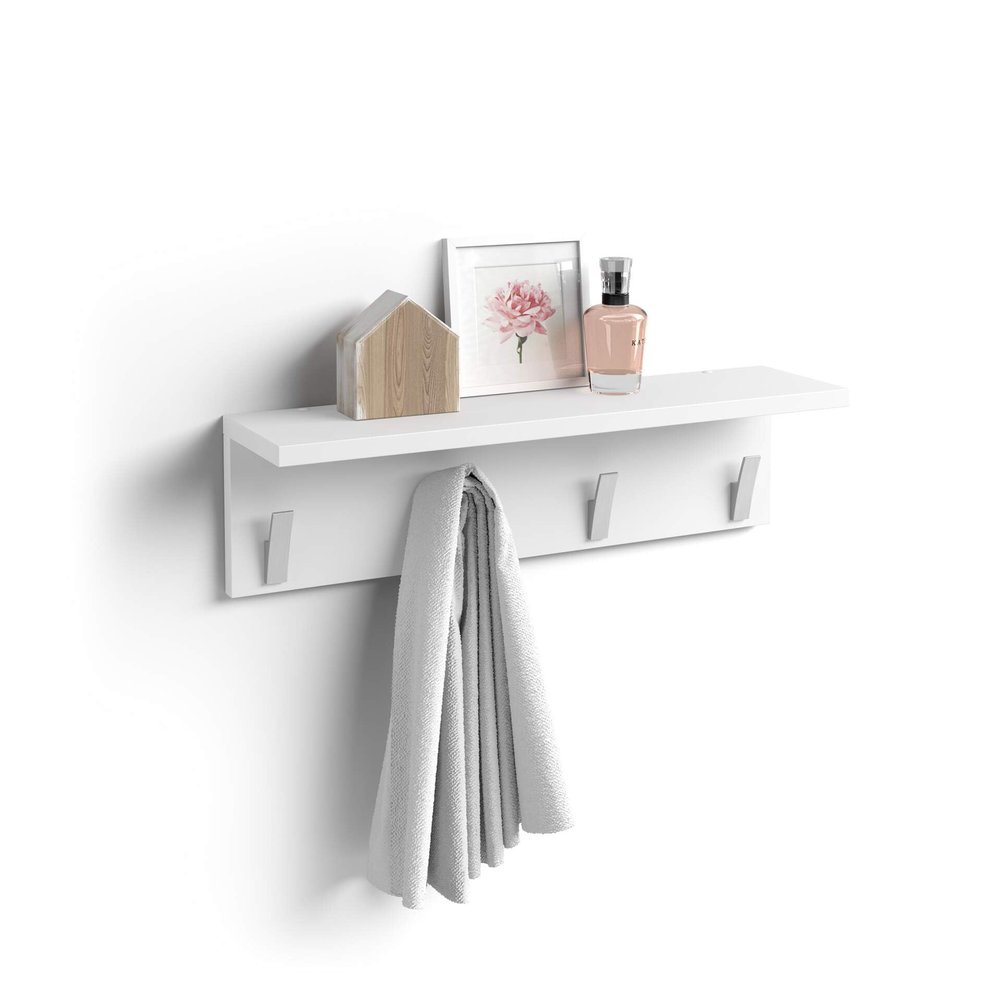 Mobili Fiver, Wall coat hanger, Rachele, 23.62 in, Matt White, Made In Italy