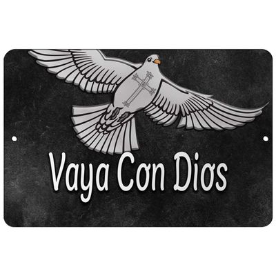 Makoroni - Vaya Con Dios Christian Pigeon - 12"x18" Aluminum Novelty Fun Street Sign, DesT79