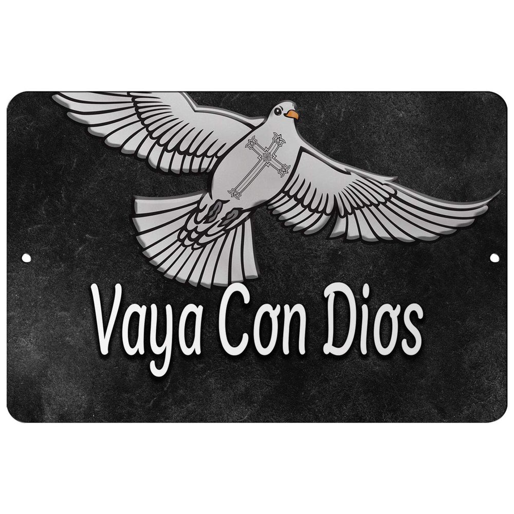 Makoroni - Vaya Con Dios Christian Pigeon - 12"x18" Aluminum Novelty Fun Street Sign, DesT79