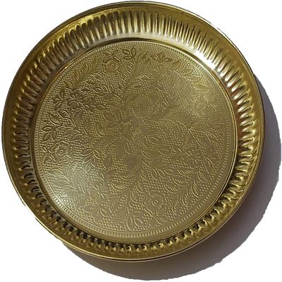 Brass Small Pooja Articles for poojan in Your Home Office or Temple Traditional Indian puja and Gift Items Pooja-Thali Size- 8 Inch