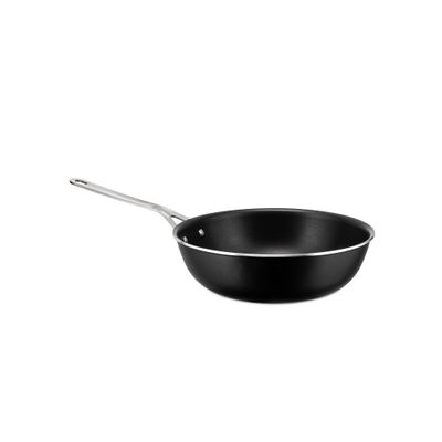 Alessi AJM114/28B Pots&Pans Deep frying pan in aluminium with non-stick interior, black,  28