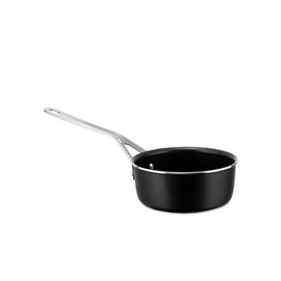 Alessi AJM105/16B Pots&Pans Saucepan in aluminium with non-stick interior, black,  16